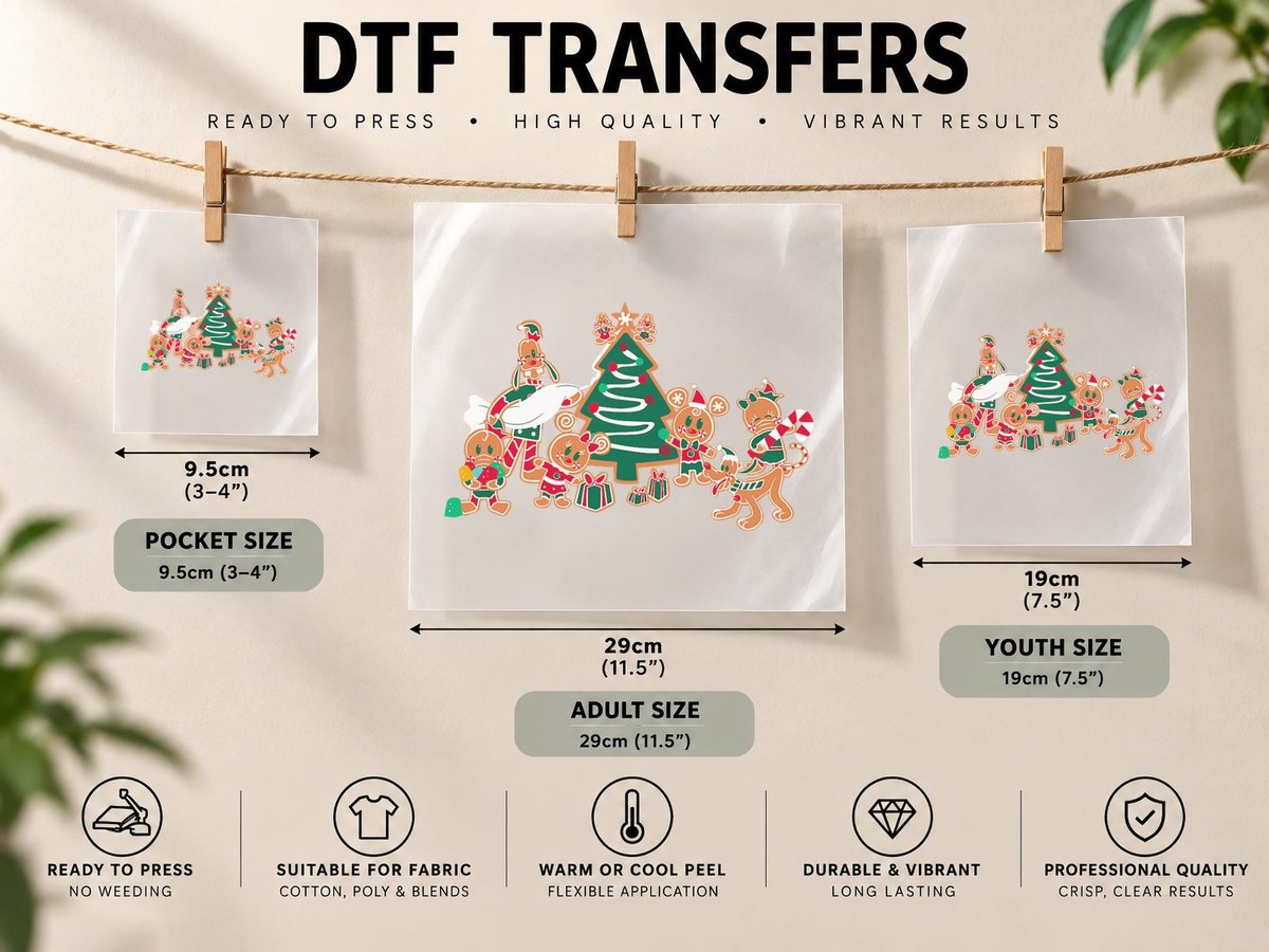 Mickey Minnie Goofy Pluto Chip Dale Christmas Tree DTF Transfer Iron On