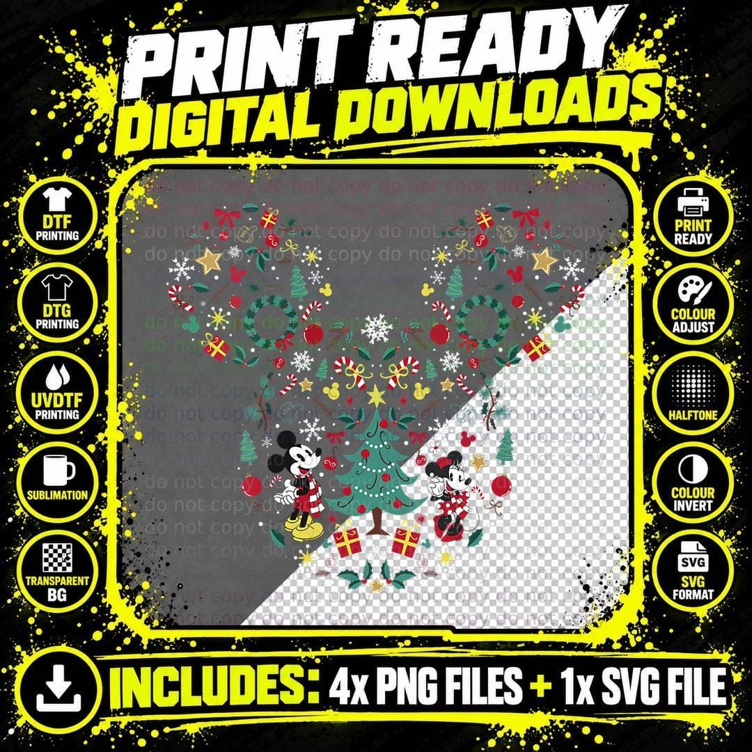 Mickey and Minnie Christmas Mashup Png SVG Digital Bundle