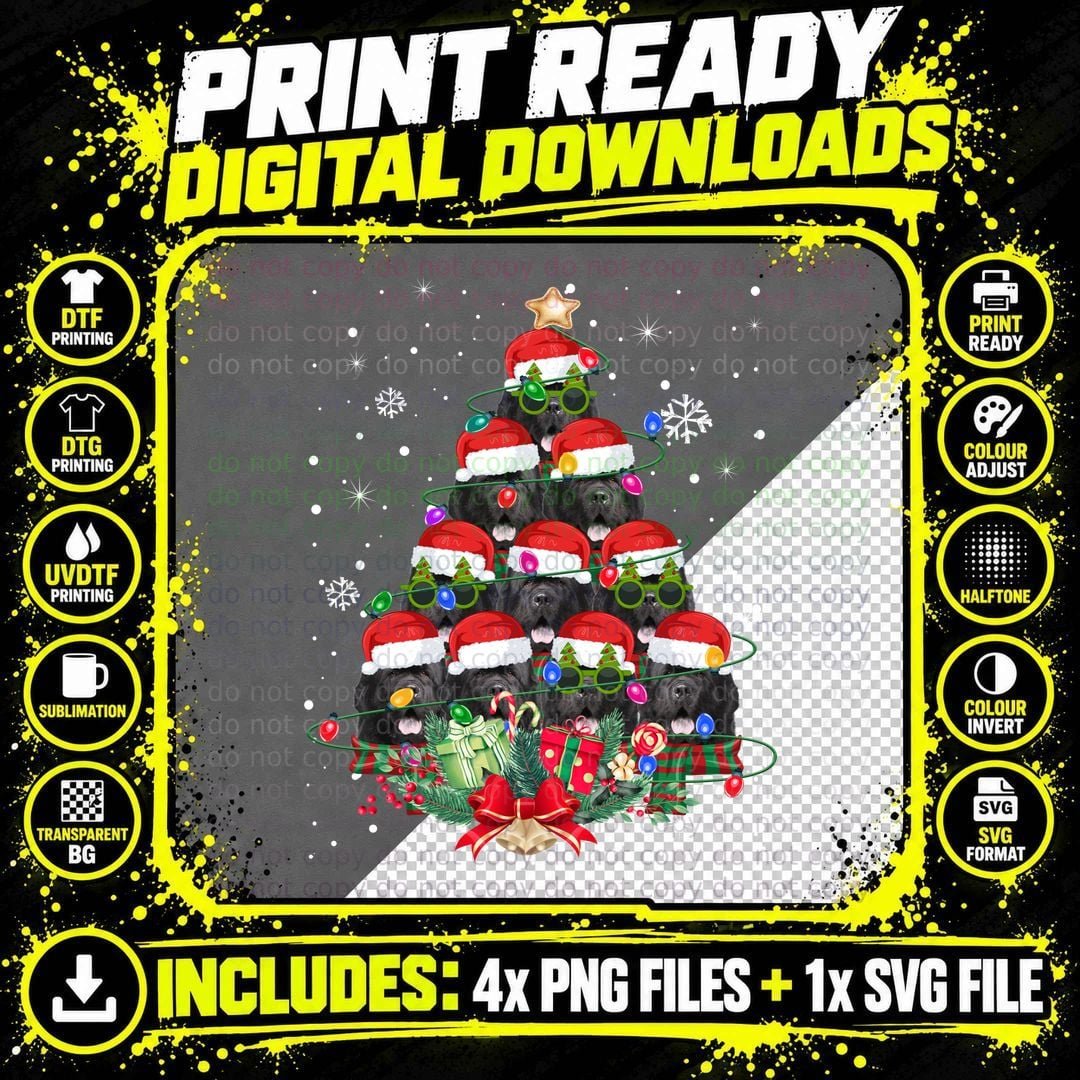 Newfoundland Christmas Tree T-Shirt Png SVG Digital Bundle
