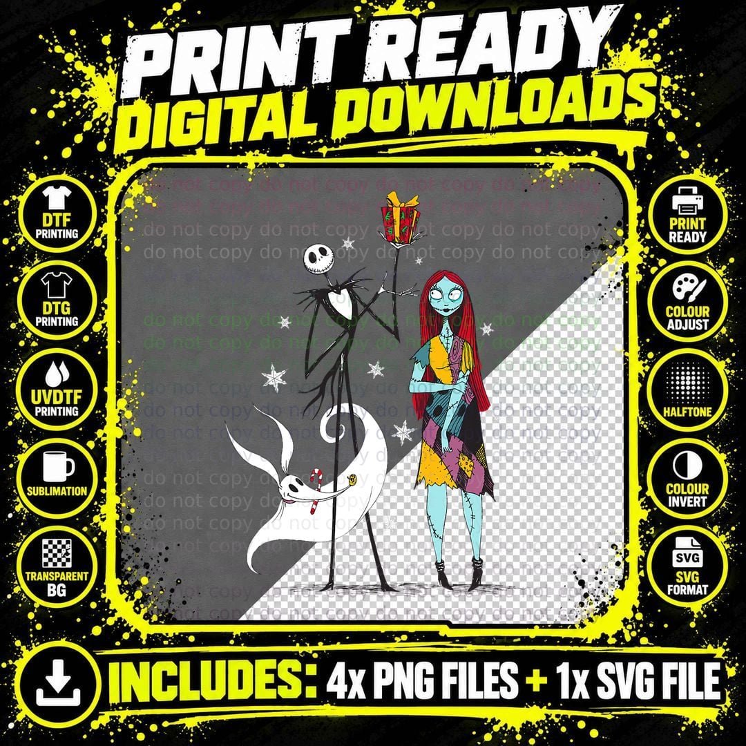 Nightmare Before Christmas Gift T-Shirt Png SVG Digital Bundle