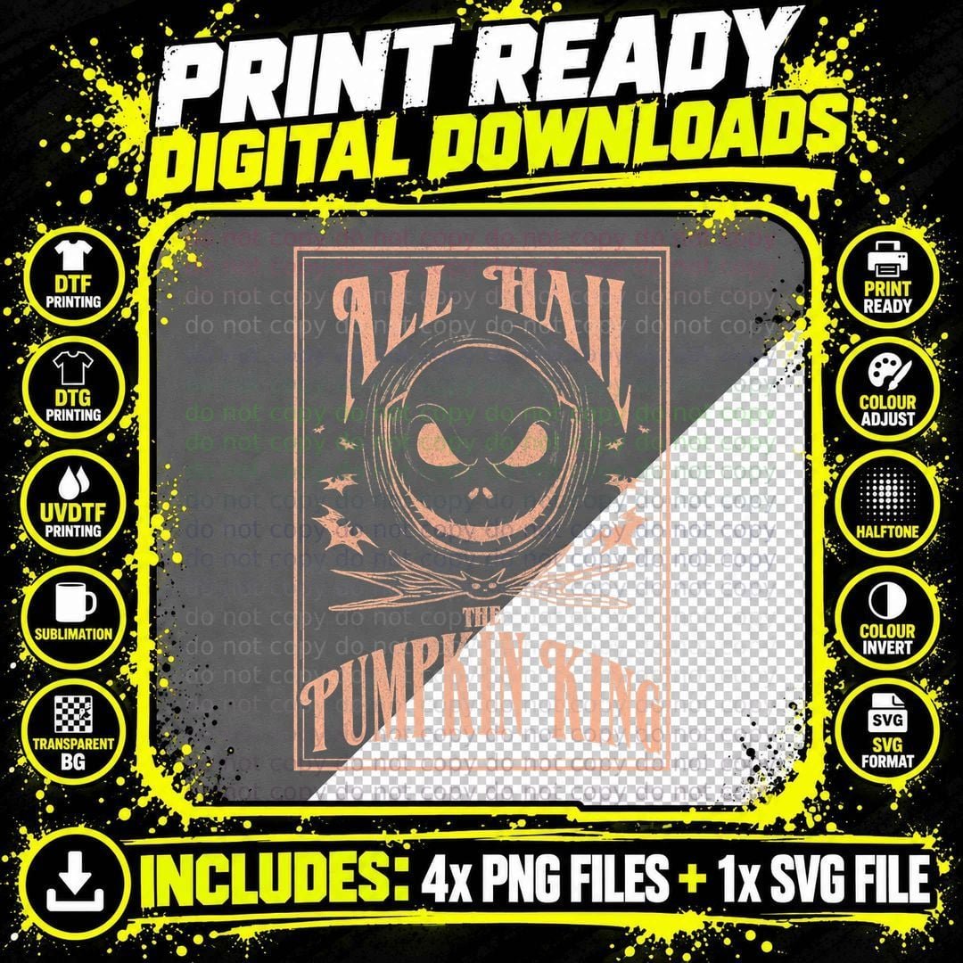 Nightmare Before Christmas Hail the Pumpkin King T-Shirt Png SVG Digital Bundle