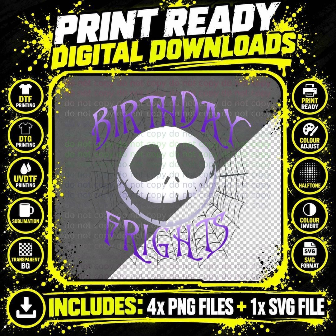Nightmare Before Christmas Jack Birthday Frights T-Shirt Png SVG Digital Bundle