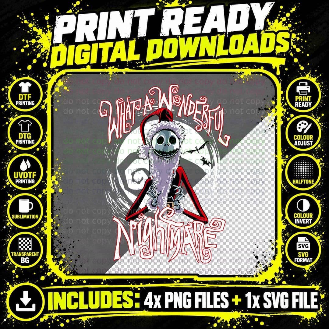Nightmare Before Christmas Jack Santa Claus T-Shirt Png SVG Digital Bundle