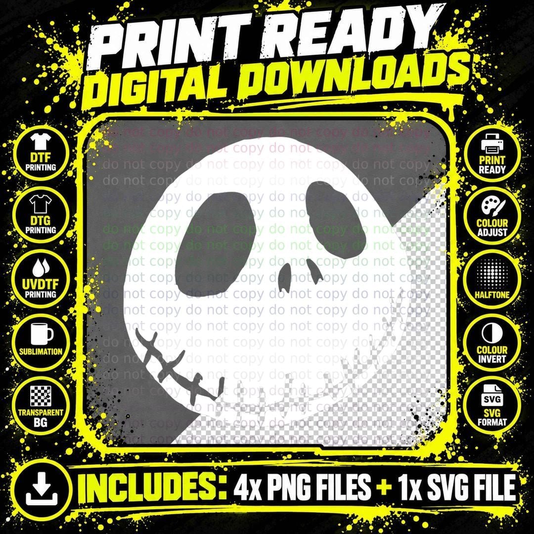 Nightmare Before Christmas Jack Smile T-Shirt Png SVG Digital Bundle