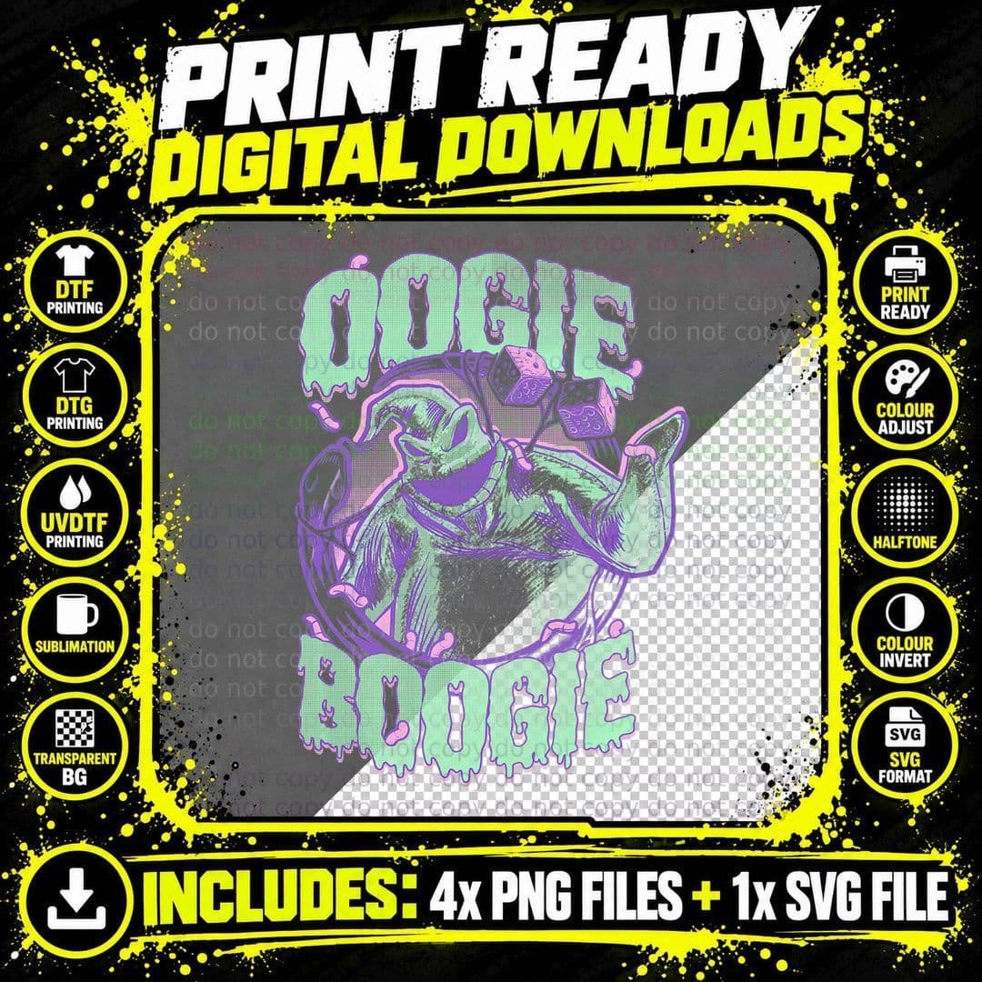 Nightmare Before Christmas Oogie Boogie Portrait T-Shirt Png SVG Digital Bundle