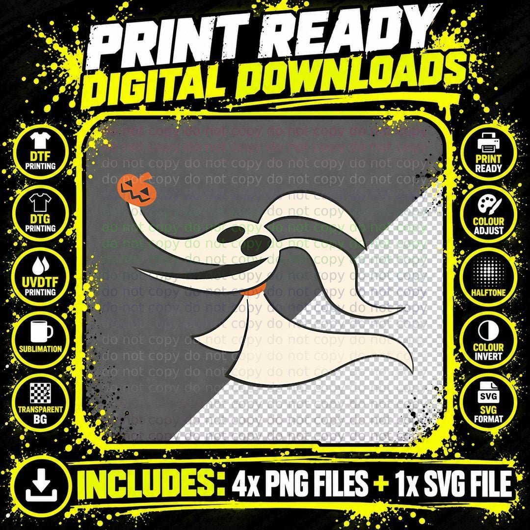 Nightmare Before Christmas Smiley Zero T-Shirt Png SVG Digital Bundle