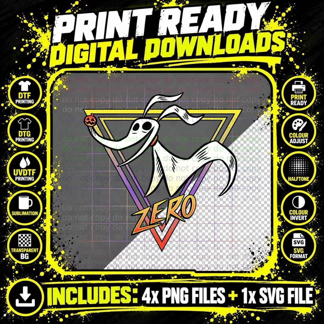 Nightmare Before Christmas Zero Retro 90s T-Shirt Png SVG Digital Bundle