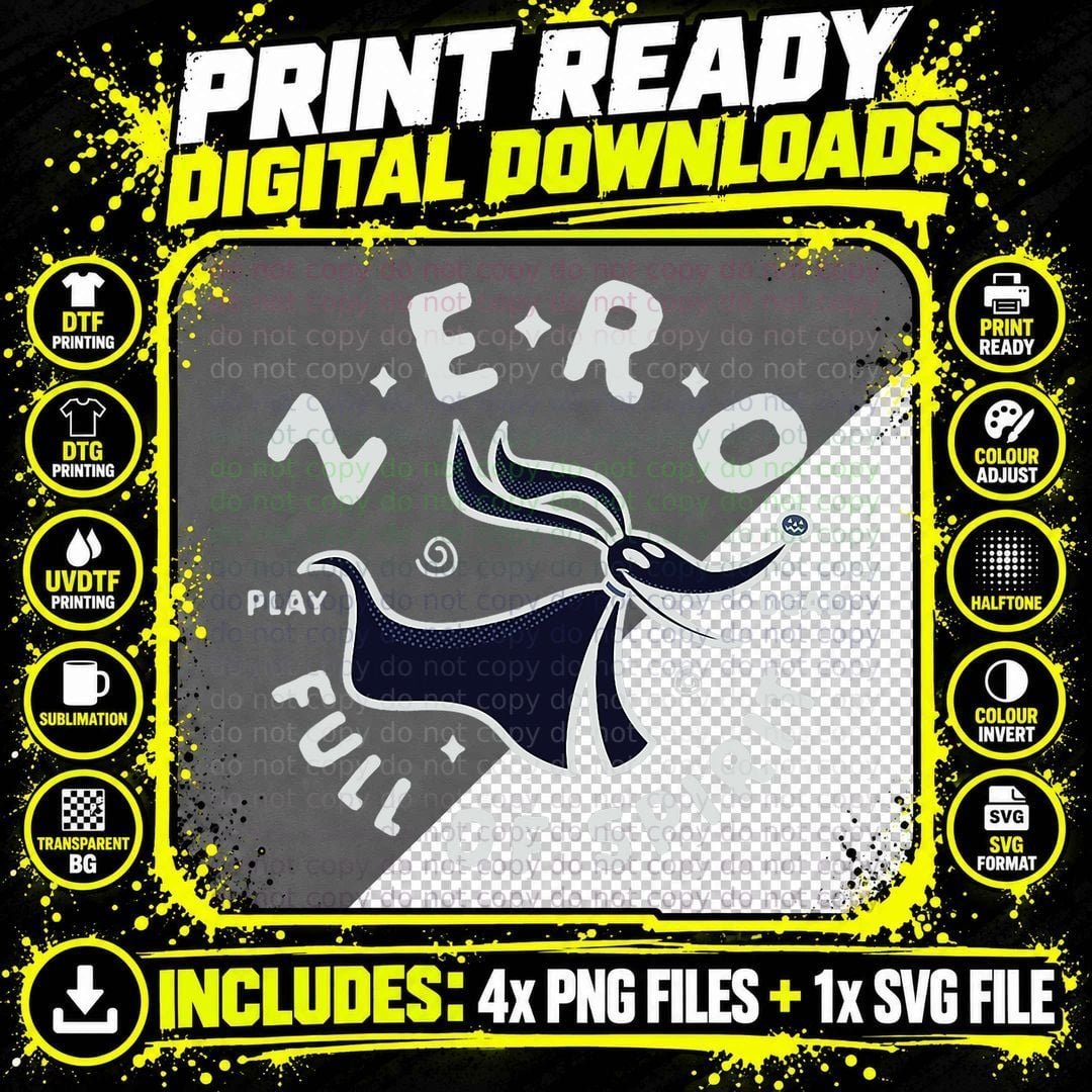 Nightmare Before Christmas Zero Spirit Animal T-Shirt Png SVG Digital Bundle