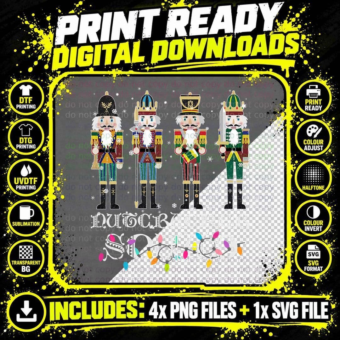 Nutcracker Squad Holiday Ballet Dance - Funny Christmas Png SVG Digital Bundle
