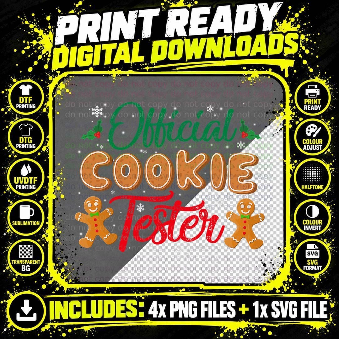 Official Cookie Tester Christmas Baking Team Gingerbread Png SVG Digital Bundle