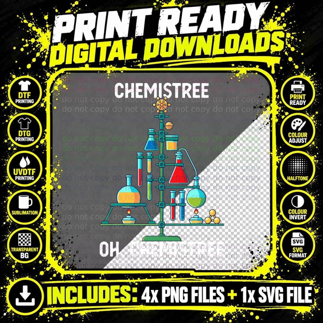 Oh Chemistree Funny Christmas Tree Chemistry Chemist Png SVG Digital Bundle
