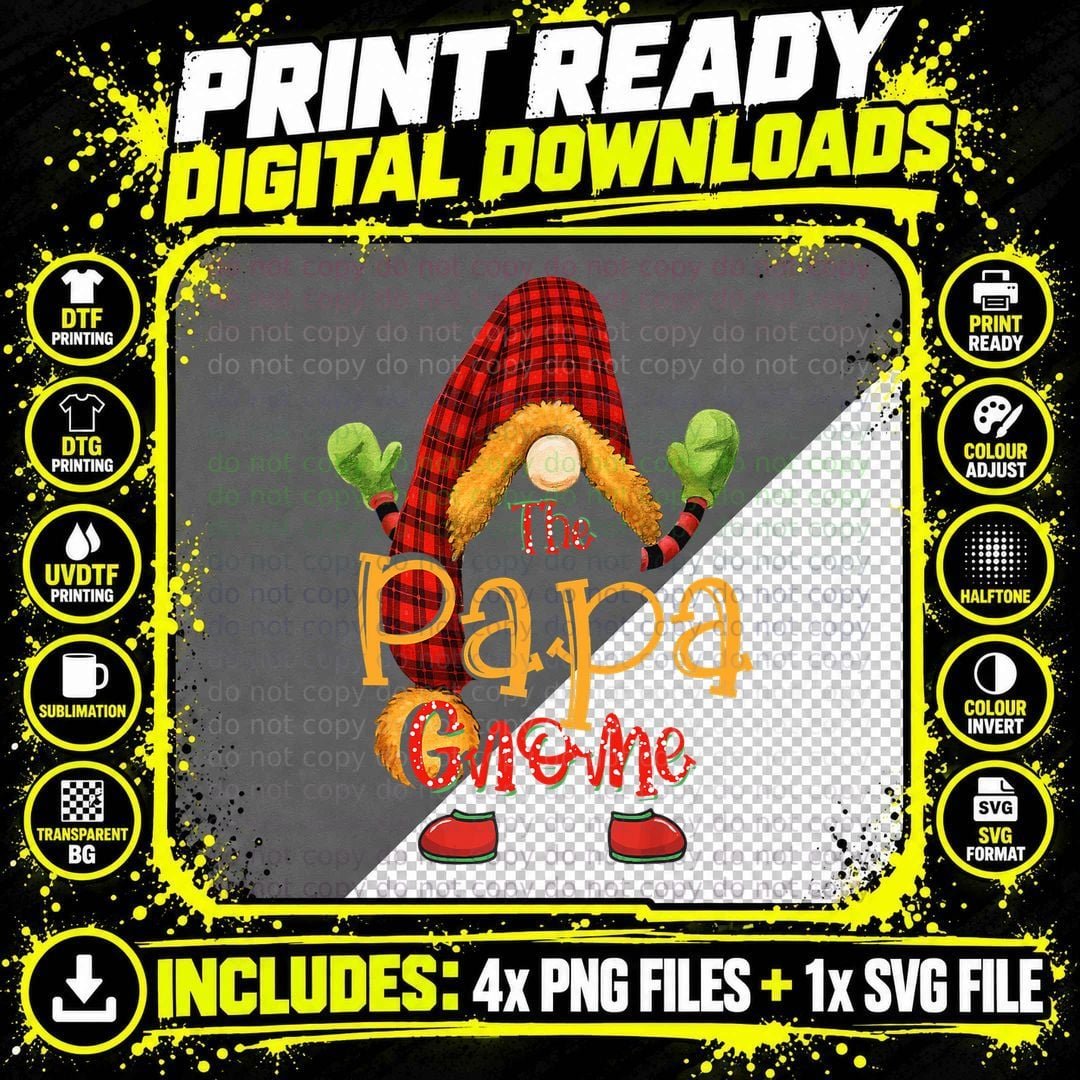 Papa Gnome Christmas Pajamas Matching Family Group Png SVG Digital Bundle