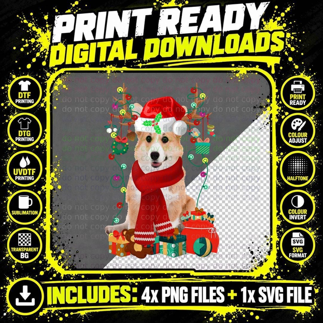 Pembroke Welsh Corgi Christmas T-Shirt Png SVG Digital Bundle