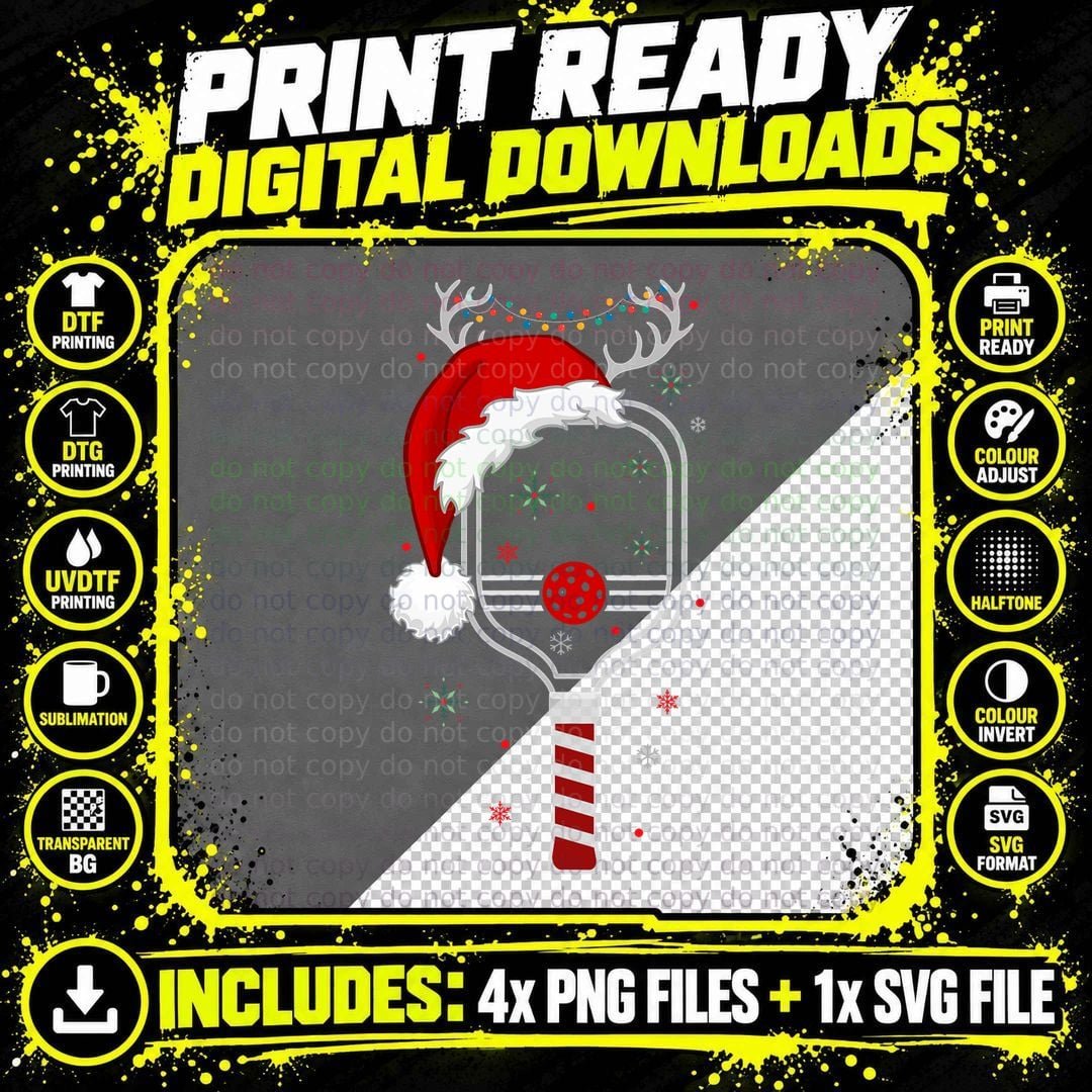 Pickleball Player Christmas Holiday Reindeer Xmas Women Png SVG Digital Bundle