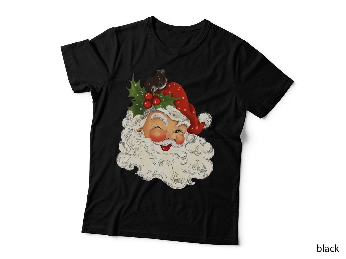 Pink Santa Retro Vintage Christmas T-Shirt