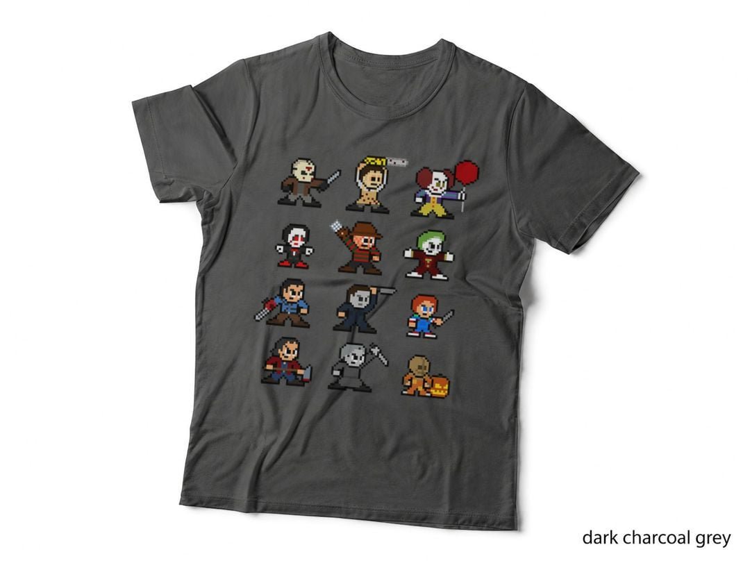 Pixel Halloween Scary Horror Christmas Gamer and Movies T-Shirt