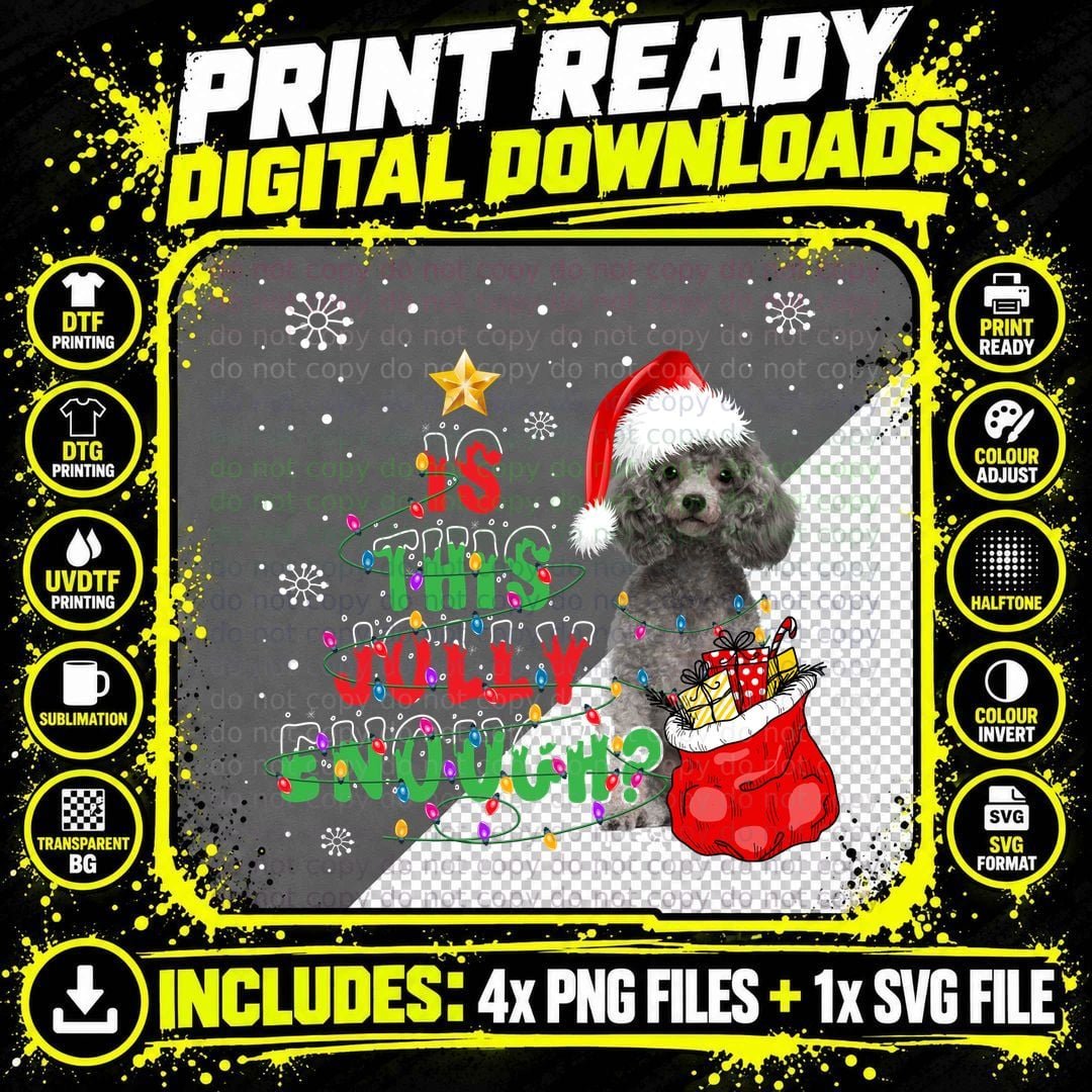 Poodle Christmas T-Shirt, Festive Holiday Design Png SVG Digital Bundle