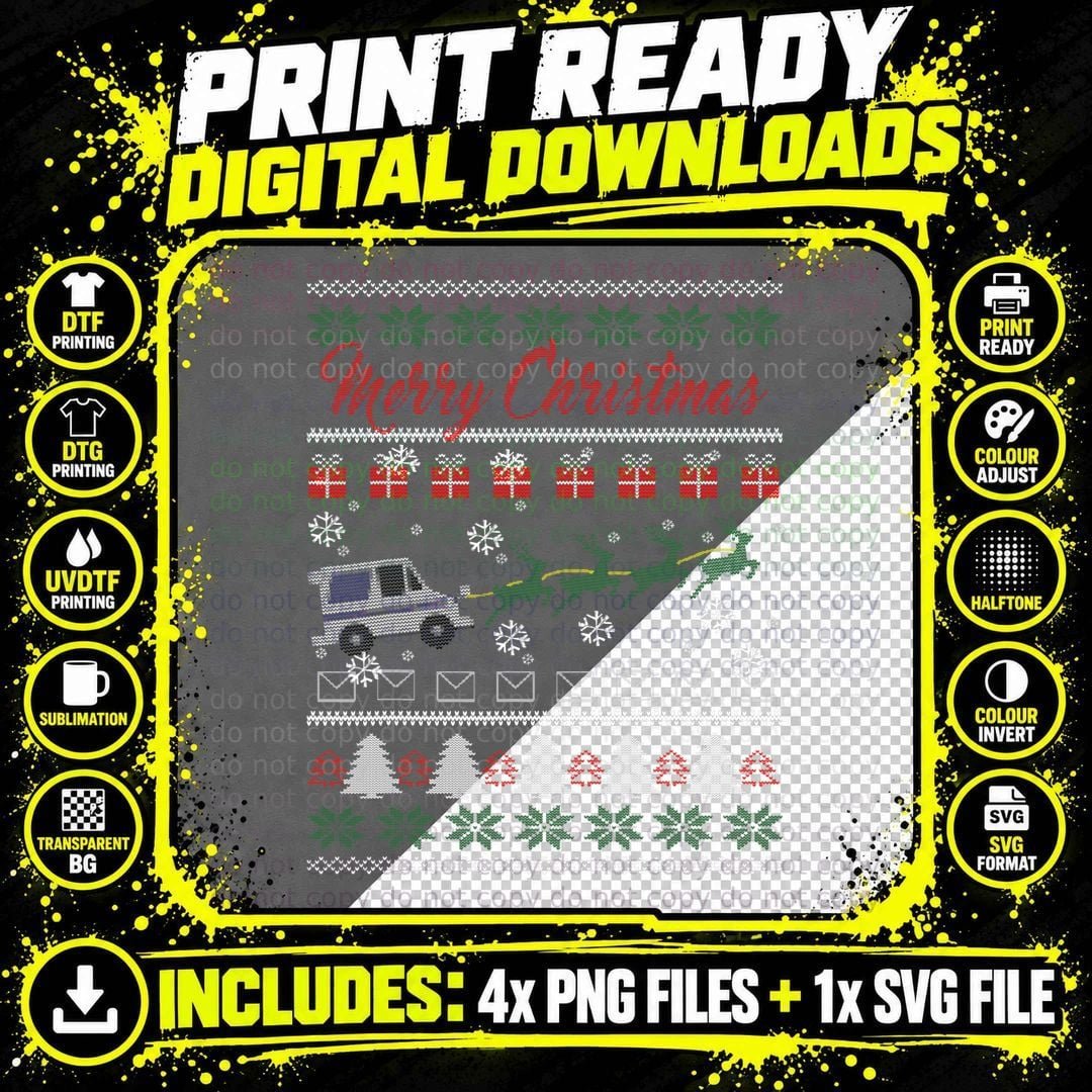 Postal Worker Merry Christmas Ugly Holiday T-Shirt Png SVG Digital Bundle