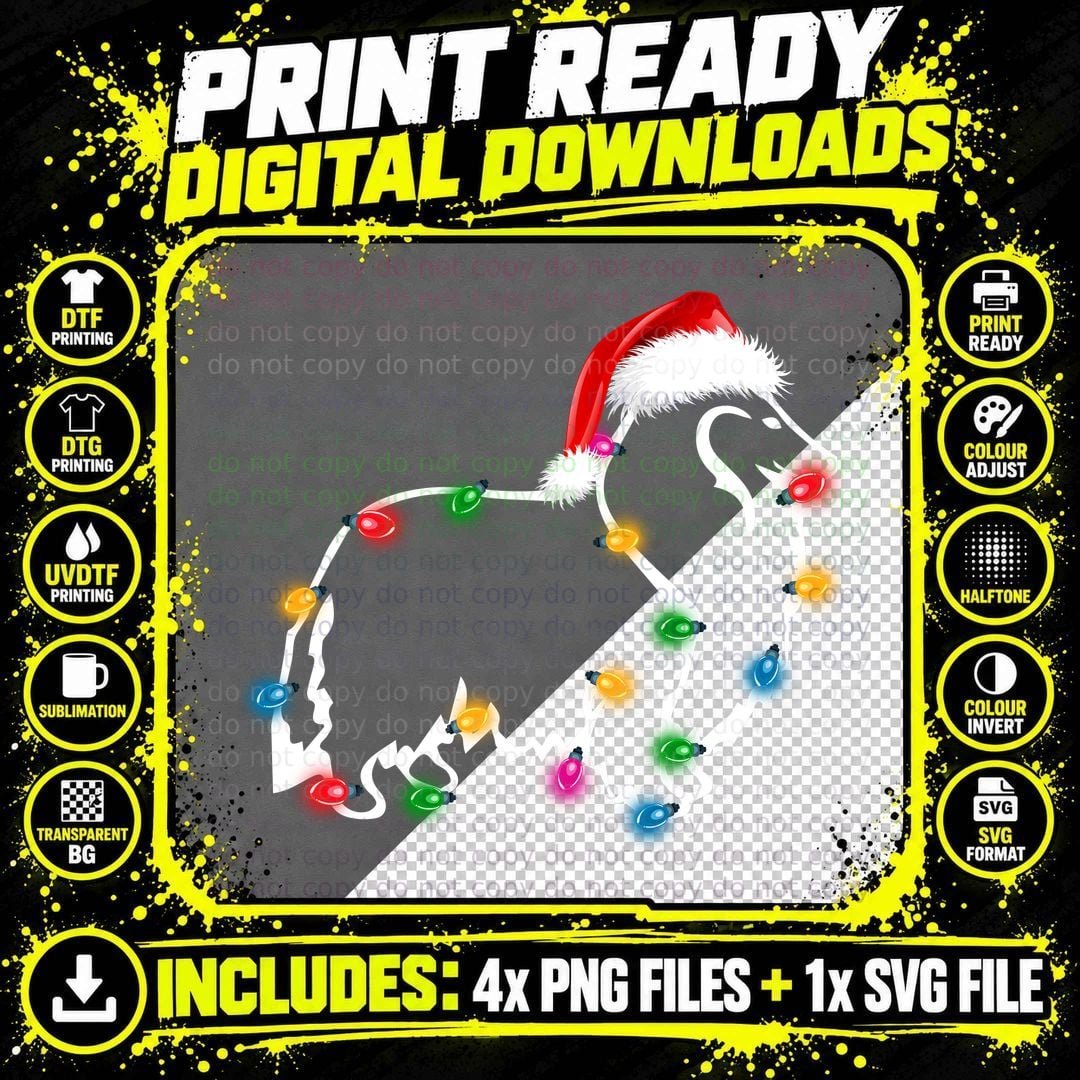 Rough Collie Christmas Lights T-Shirt Png SVG Digital Bundle