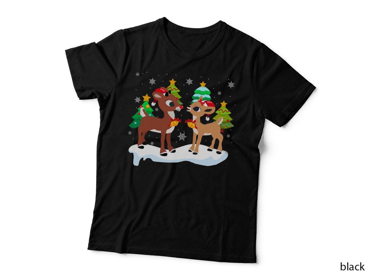Rudolph and Clarice Christmas Kids Girls Reindeer T-Shirt