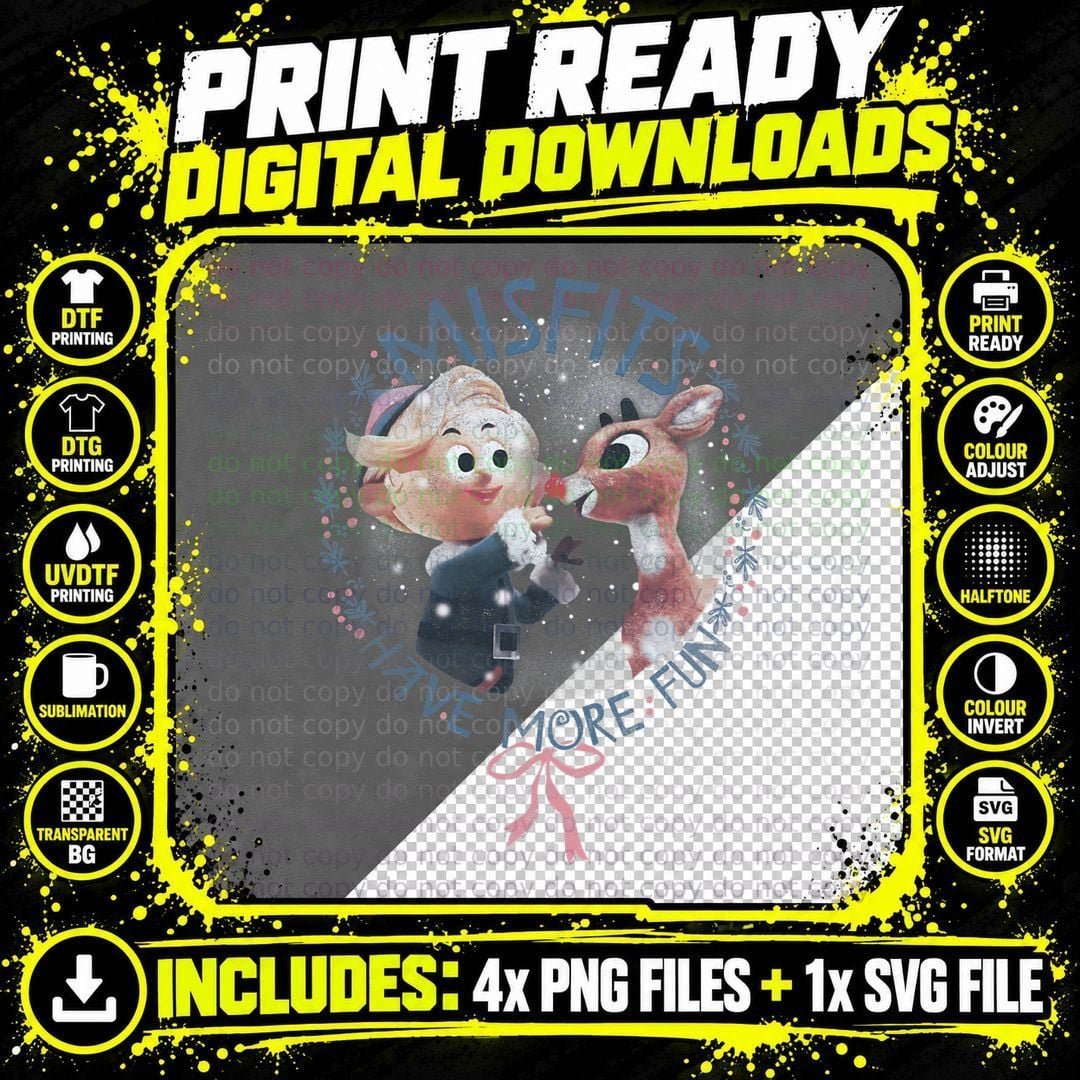 Rudolph the Red-Nosed Reindeer Christmas Misfits Have Png SVG Digital Bundle