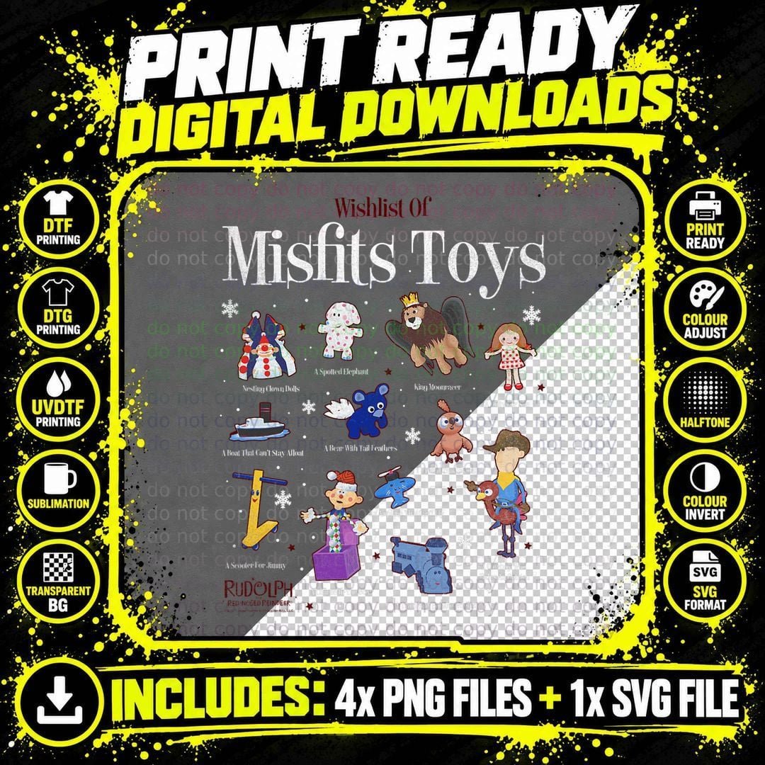 Rudolph the Red-Nosed Reindeer Christmas Misfits Png SVG Digital Bundle