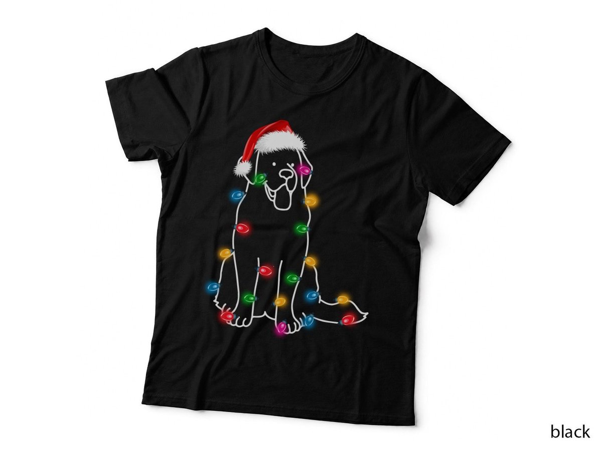 Saint Bernard Christmas Lights T-Shirt, Festive Holiday Print