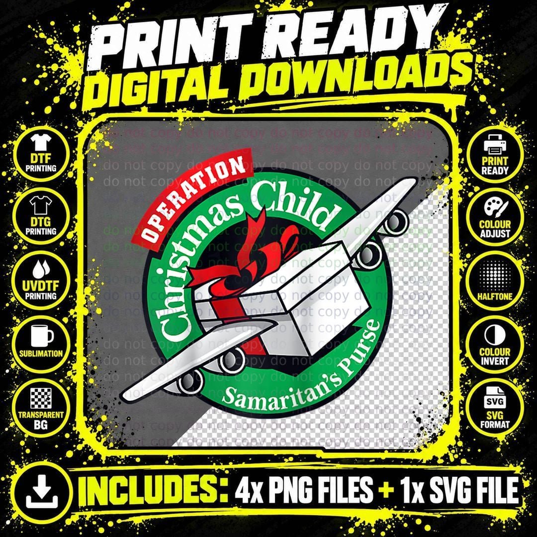 Samaritan's Purse Operation Christmas Child Funny Png SVG Digital Bundle