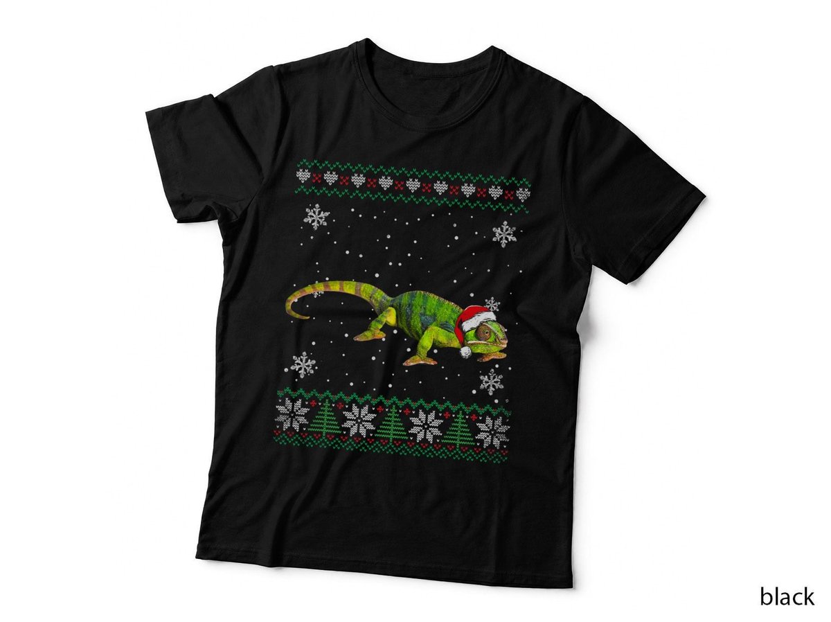 Santa Chameleon Ugly Sweater Animals Christmas Pajama T-Shirt