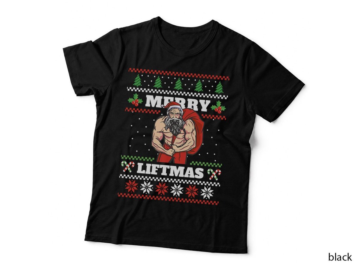 Santa Weightlifting Christmas Fitness Gym Xmas Men T-Shirt