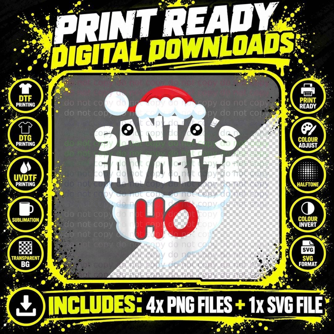 Santa's Favorite Ho Shirt Ugly Christmas Sweater Png SVG Digital Bundle