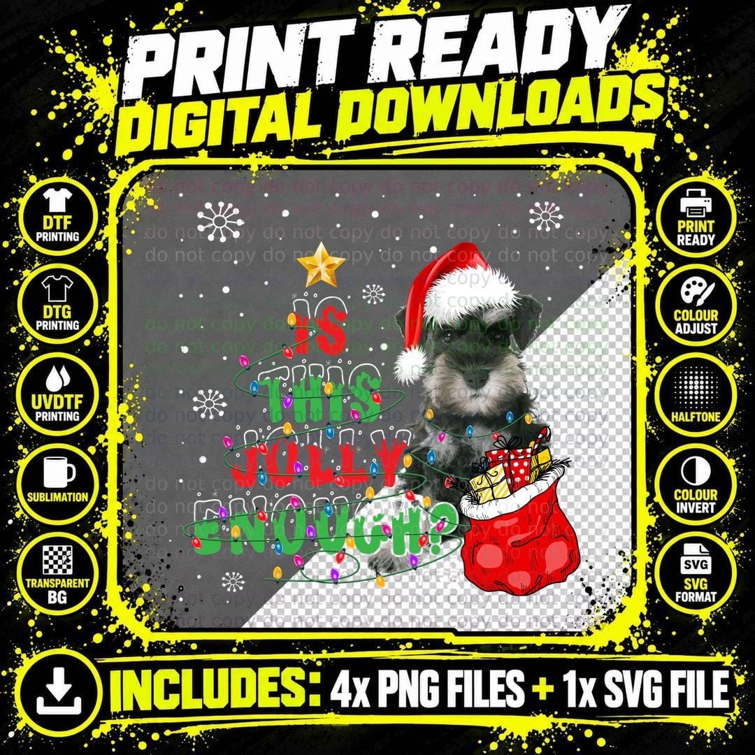Schnauzer Christmas T-Shirt, Festive Holiday Design Png SVG Digital Bundle