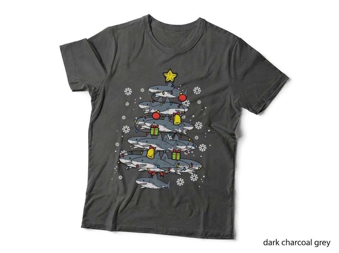Sharks Christmas Tree Xmas Boys Toddler Kids Men Women Kids T-Shirt