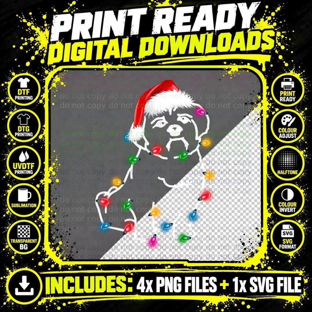 Shih Tzu Christmas Lights T-Shirt, Festive Holiday Theme Png SVG Digital Bundle