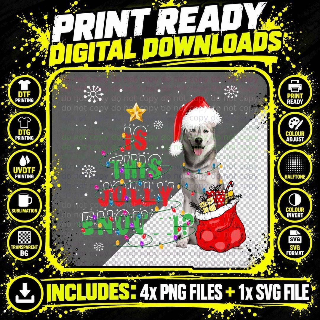 Siberian Husky Christmas Tree T-Shirt Png SVG Digital Bundle