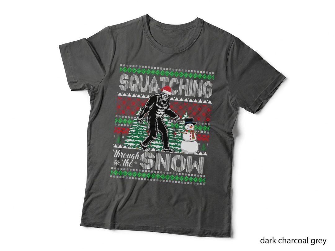 Squatching Through the Snow Bigfoot Ugly Sweater Christmas Sweatshirt T-Shirt