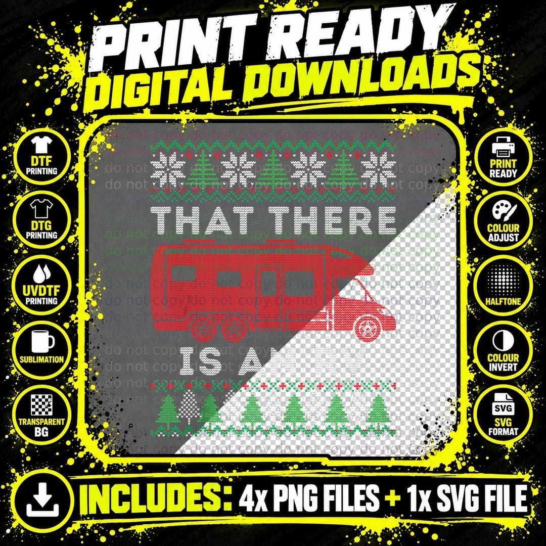 That There Is an RV Ugly Christmas Camping Holiday Png SVG Digital Bundle