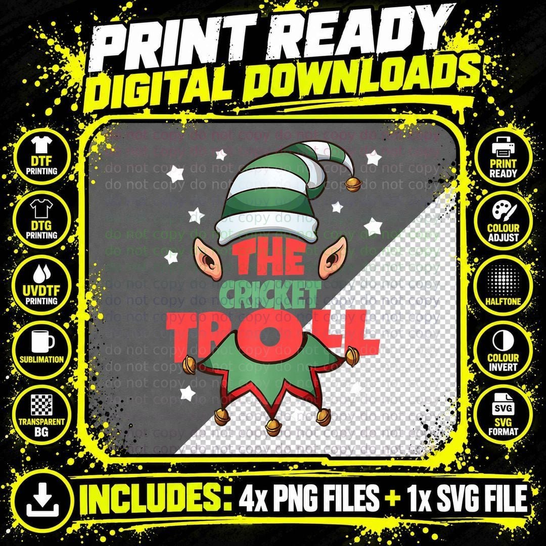The Cricket Troll Funny Christmas Pajama - Cricket Png SVG Digital Bundle
