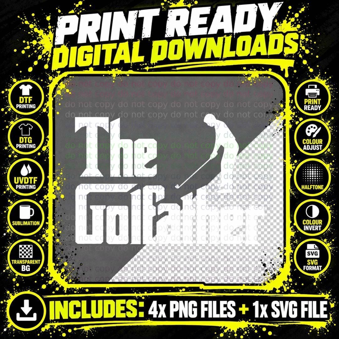 The Golfather Funny Xmas Golf Gift for Golfers Godfather Png SVG Digital Bundle