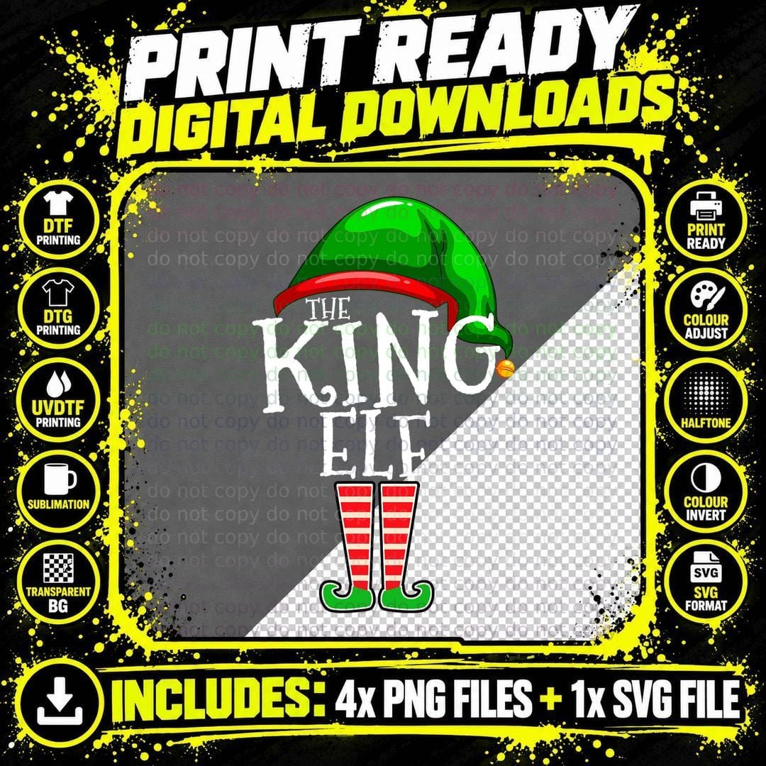 The King Elf Family Matching Group Christmas Gift Men Png SVG Digital Bundle