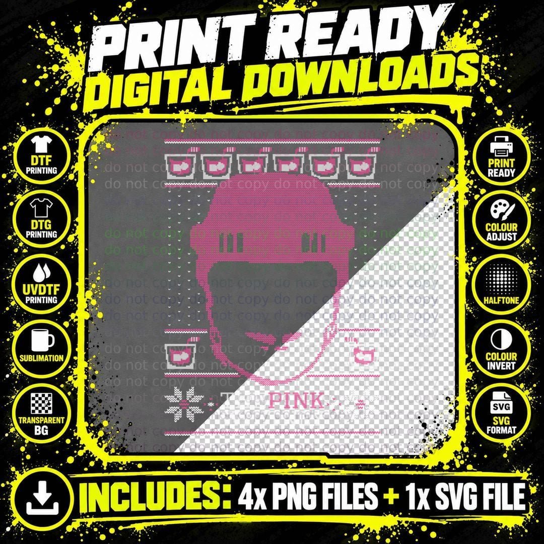 The Pink Whitney Ugly Christmas Sweater Party Hockey Png SVG Digital Bundle