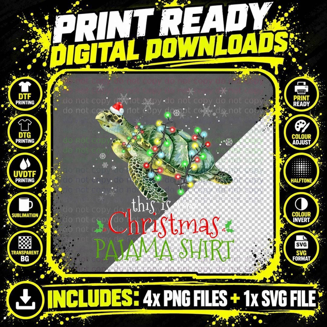 This Is My Christmas Pajama Shirt Sea Turtle Christmas Png SVG Digital Bundle