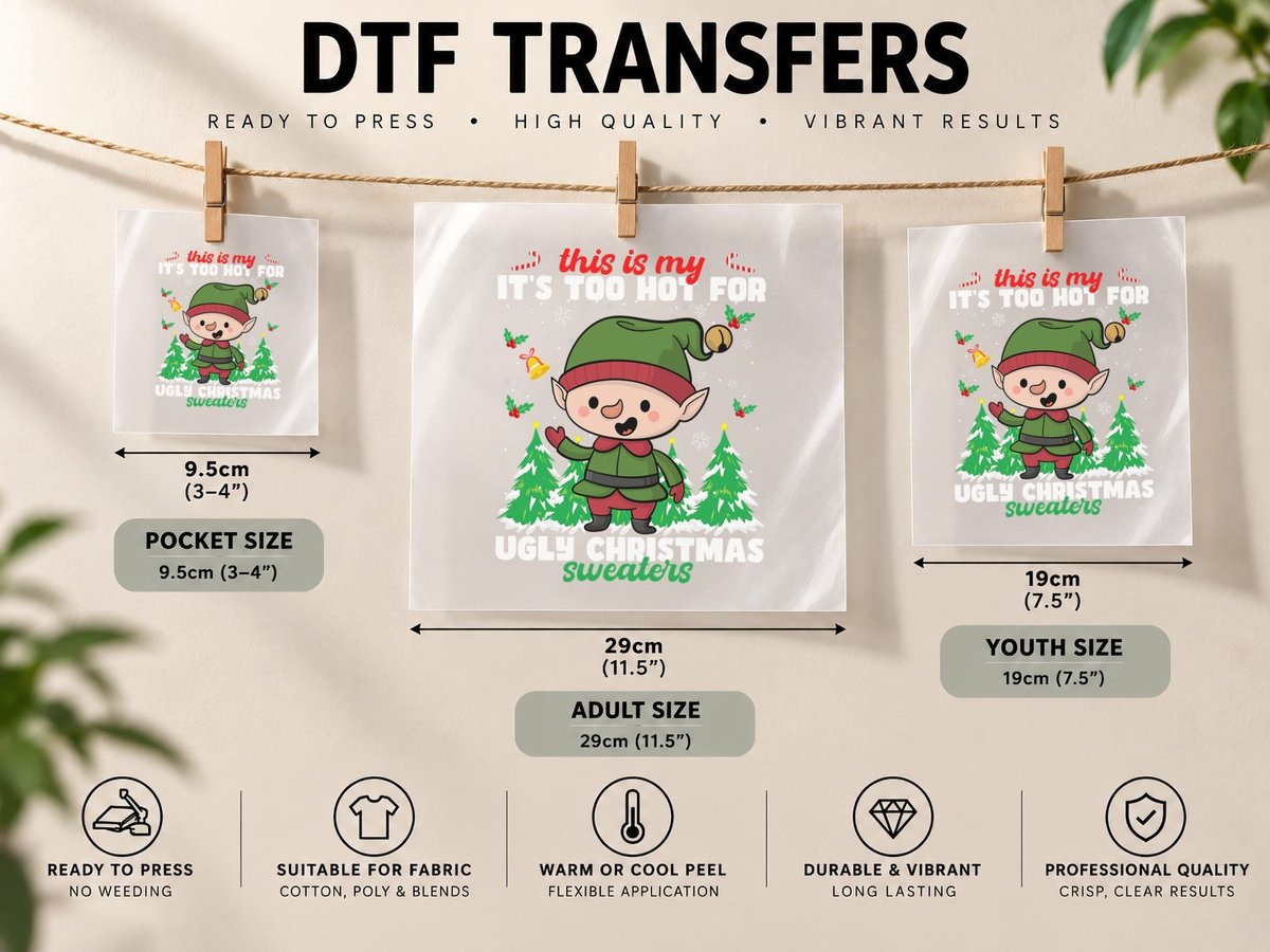 This Is My It's Too Hot for Ugly Christmas Gnomes DTF Transfer Iron On