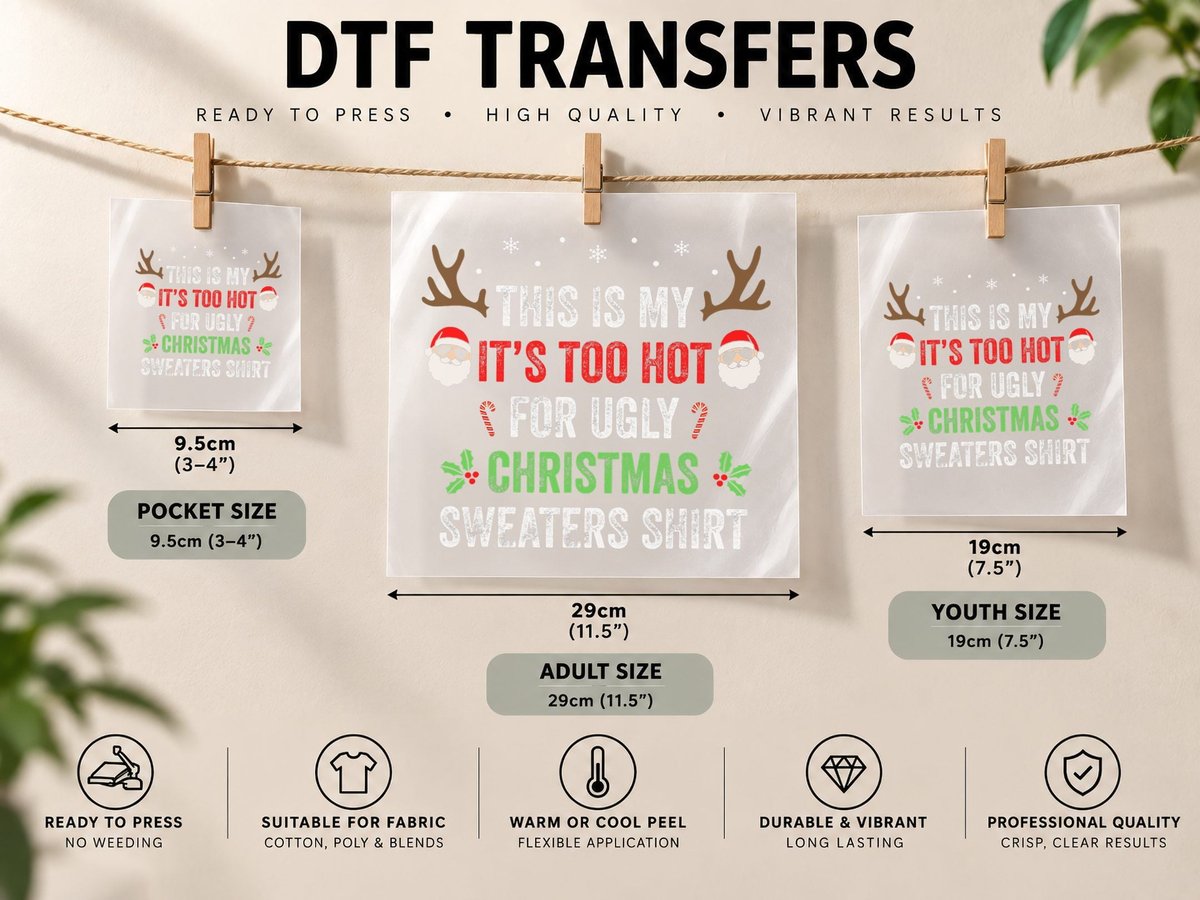 This Is My It's Too Hot for Ugly Christmas Men DTF Transfer Iron On
