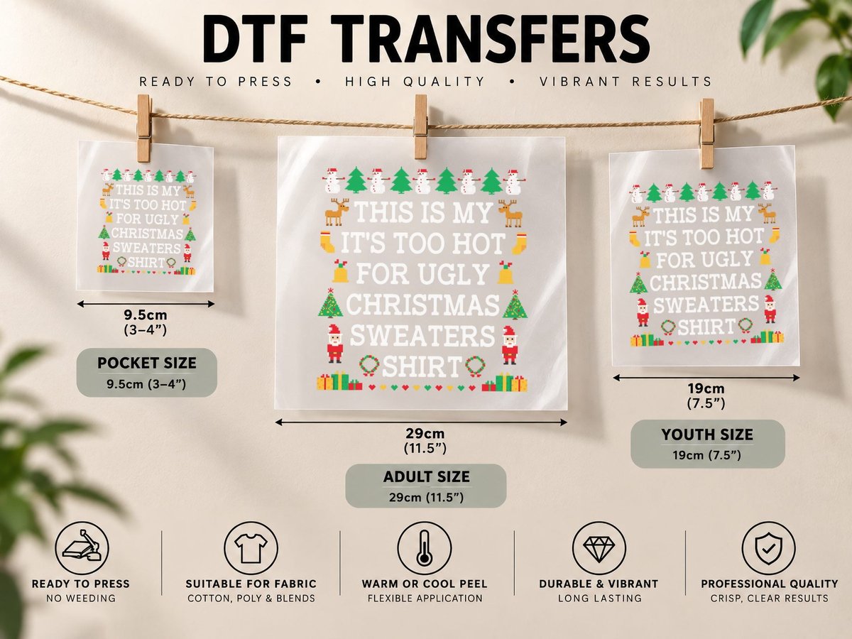 This Is My Its Too Hot for Ugly Christmas Men Women DTF Transfer Iron On