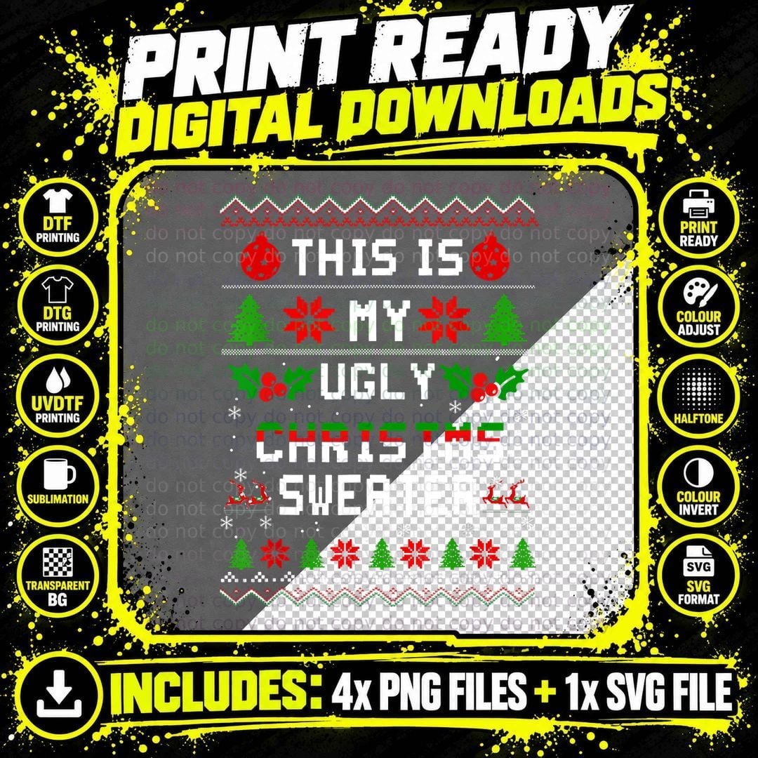 This Is My Ugly Sweater Funny Christmas Xmas Holiday Png SVG Digital Bundle