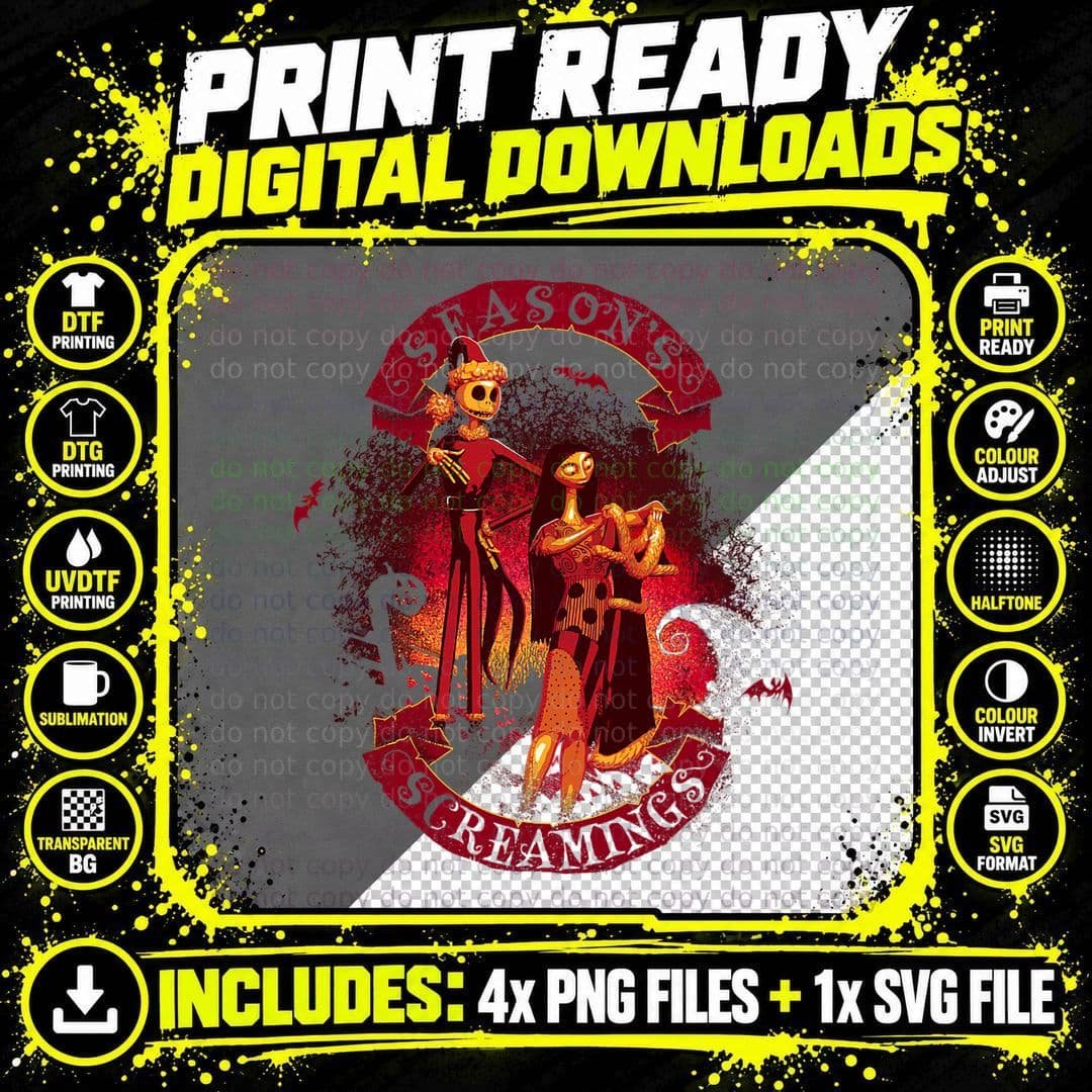Tim Burton's Nightmare Before Christmas Season's Png SVG Digital Bundle