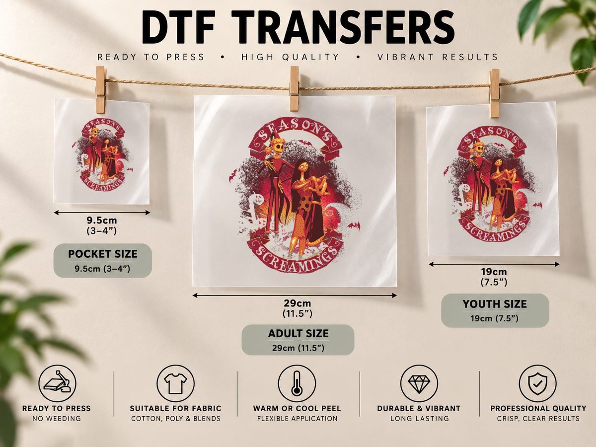 Tim Burton's Nightmare Before Christmas Season's Screamings DTF Transfer Iron On