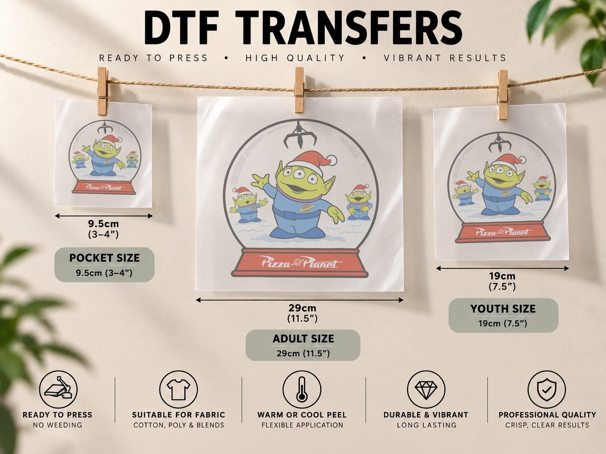 Toy Story Alien Claw Snowglobe Christmas DTF Transfer Iron On