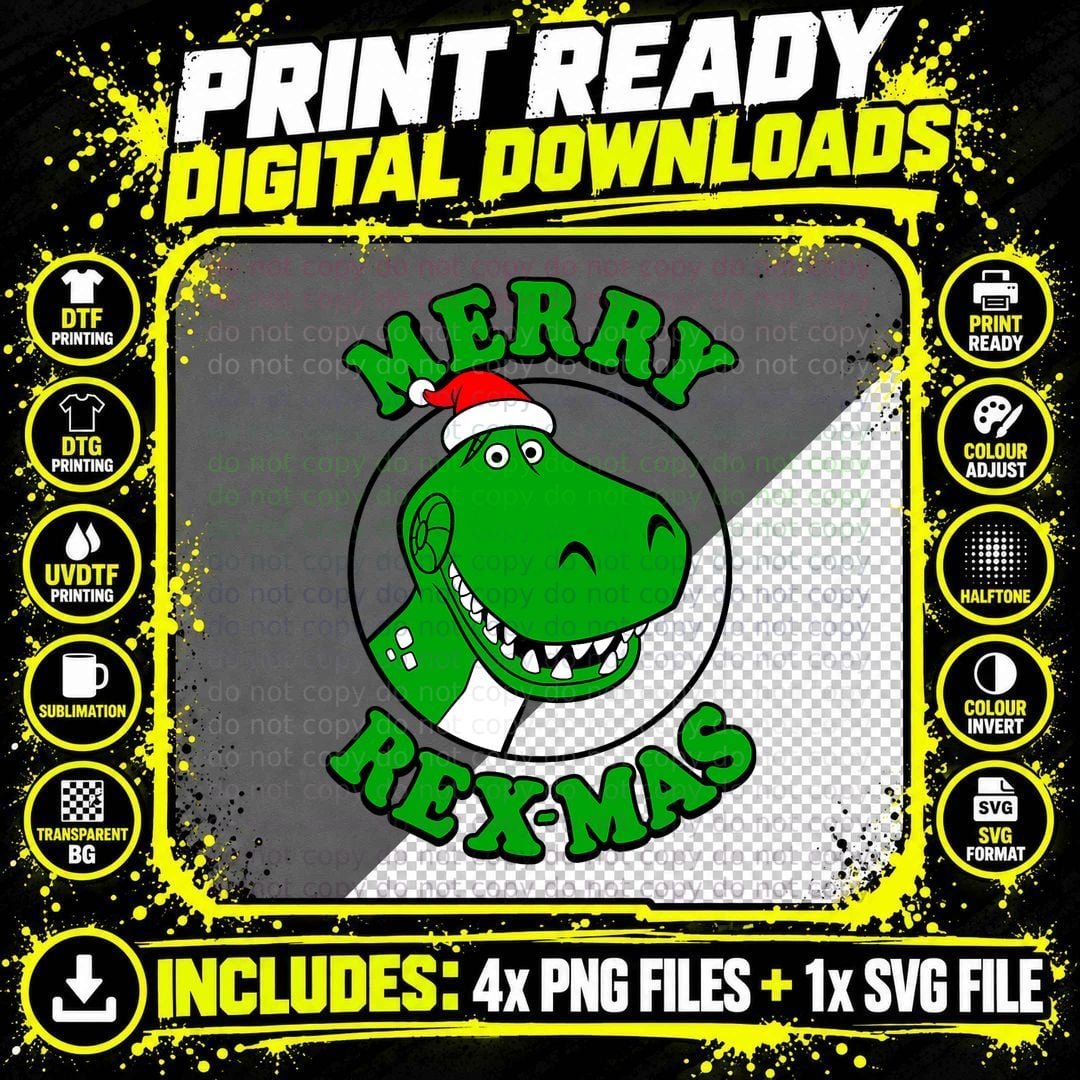 Toy Story Merry Rex-Mas Christmas T-Shirt Png SVG Digital Bundle